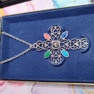 Cross necklace with stones